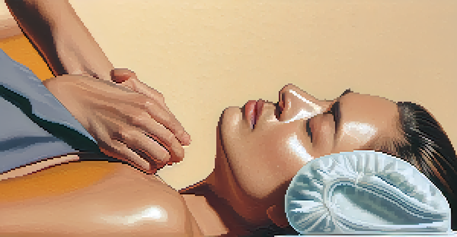 A split image of a person using a heating pad and another applying a cold pack, with warm and cool color tones in the background.