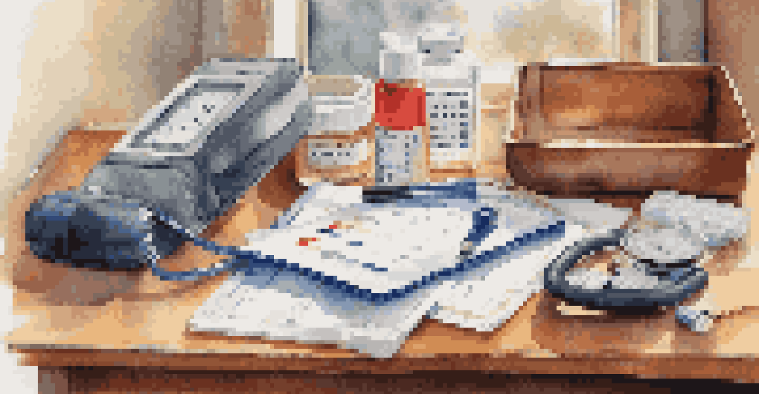 A collection of health screening tools on a table, symbolizing the importance of regular check-ups.