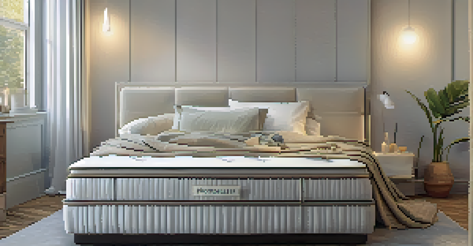 A close-up view of a comfortable mattress and plush pillows on a neatly made bed, emphasizing a tranquil sleep environment.
