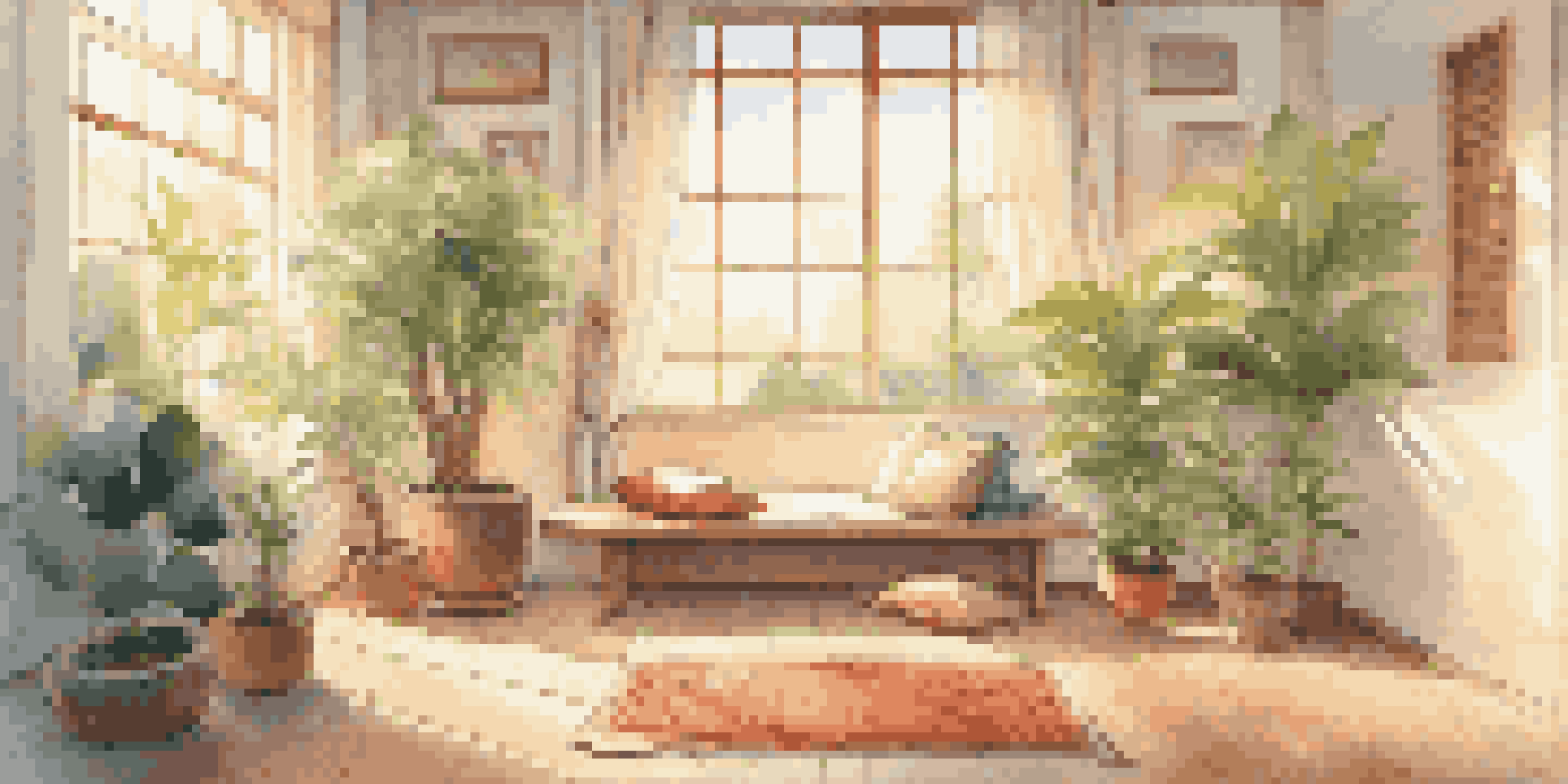 A tranquil meditation space with a cushion, plants, and soft lighting, perfect for relaxation and mindfulness.