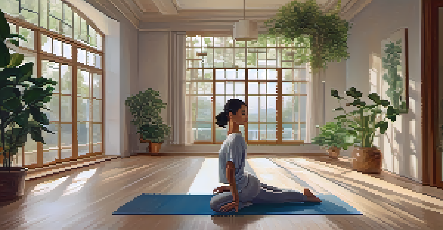 A young woman practicing Tai Chi in a peaceful indoor space filled with plants and natural light.