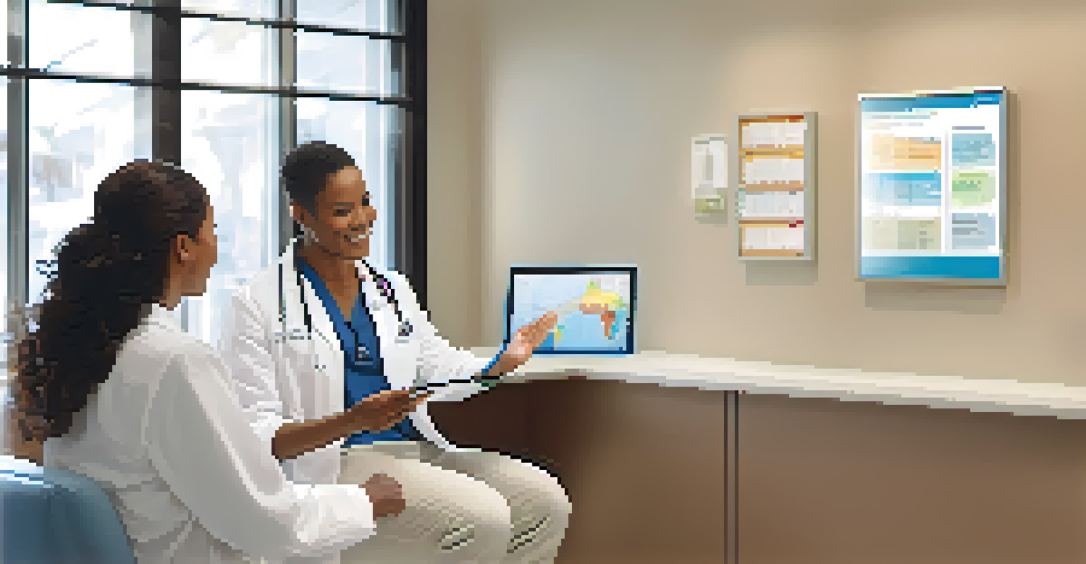 A healthcare provider discussing family health history with a patient in a welcoming clinic room.