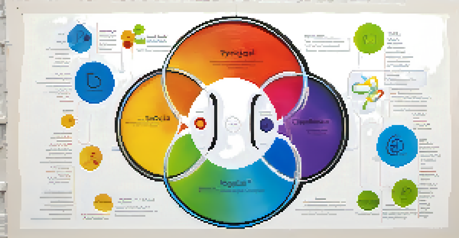 An artistic diagram depicting the biopsychosocial model with interconnected circles representing biological, psychological, and social aspects.