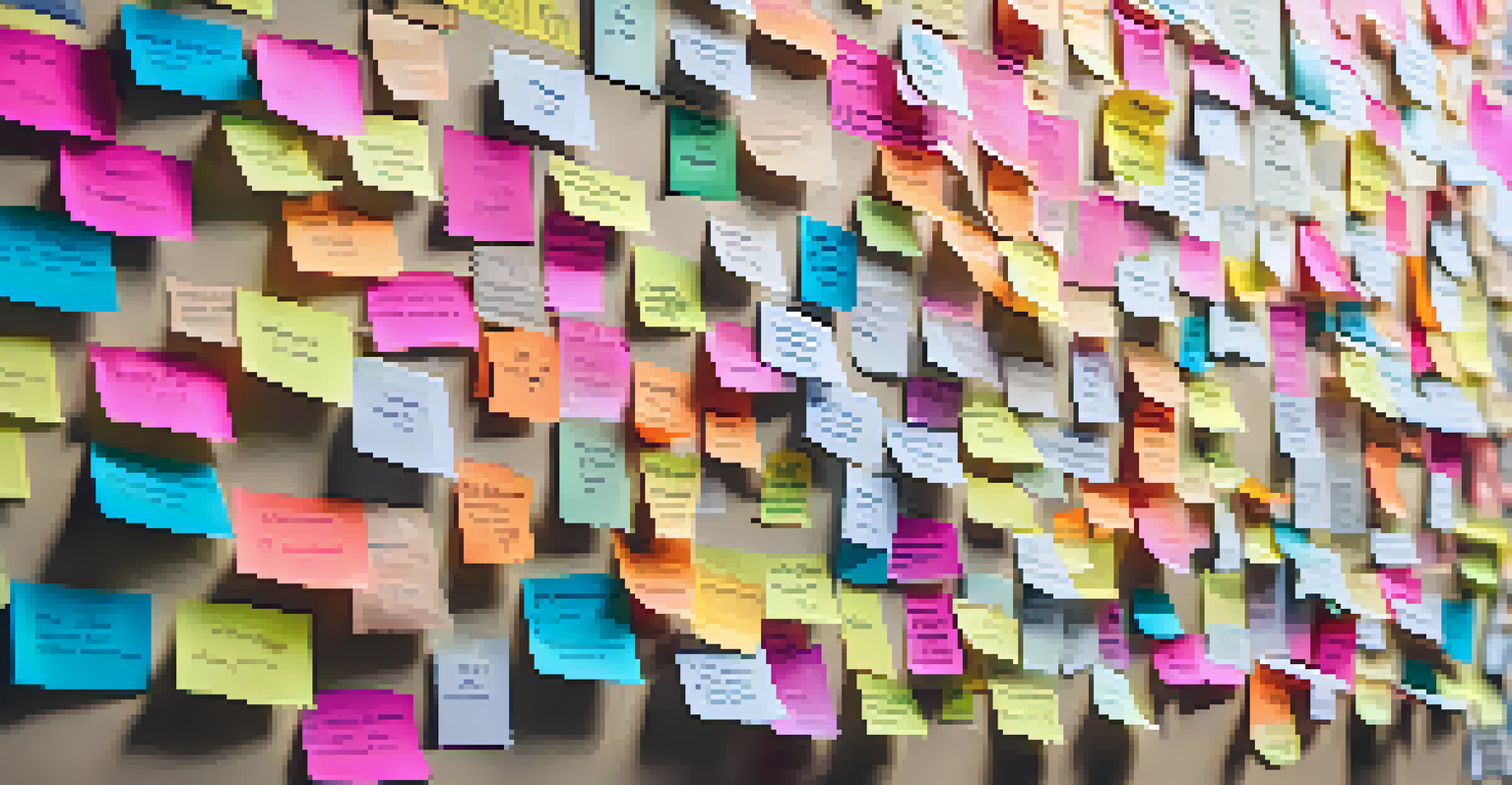 A close-up of a colorful gratitude wall filled with sticky notes expressing appreciation from employees.