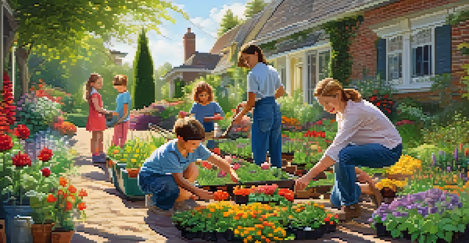 A family planting vegetables in a garden, enjoying quality time together under the sun.