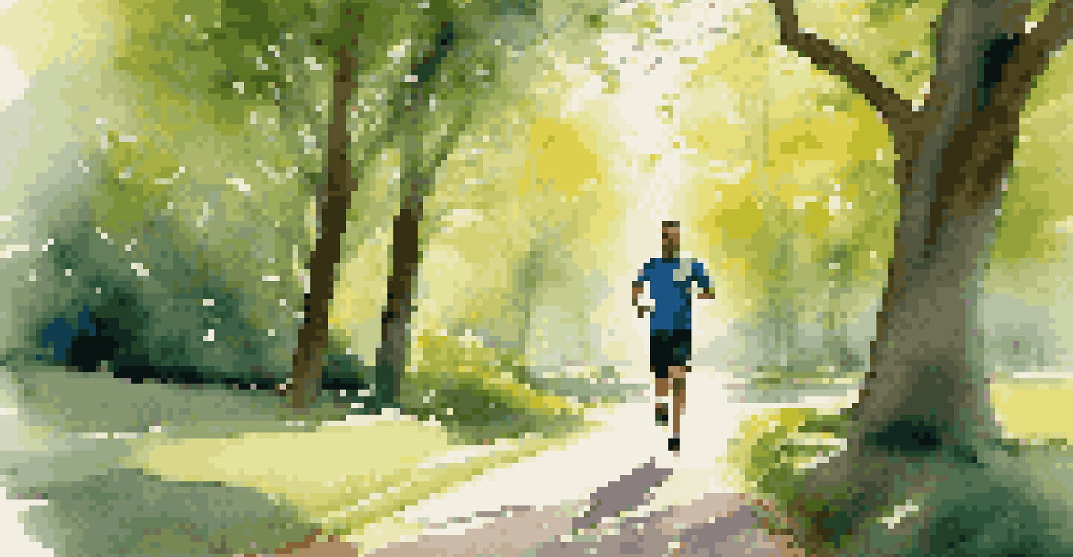 A man jogging in a sunny park, symbolizing a healthy lifestyle and the importance of monitoring heart health.