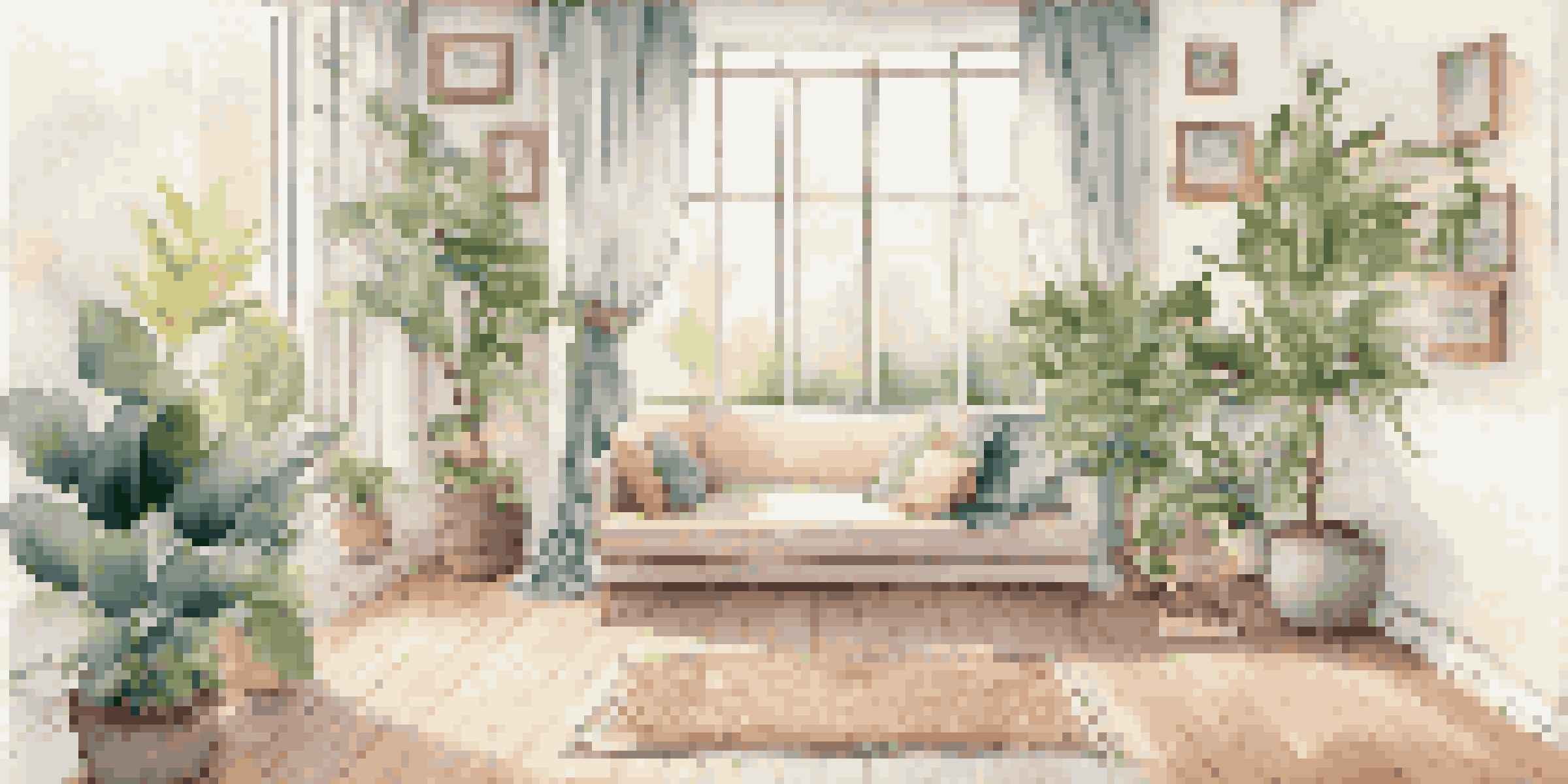 A calming meditation space with a cushion, plants, and soft natural light.