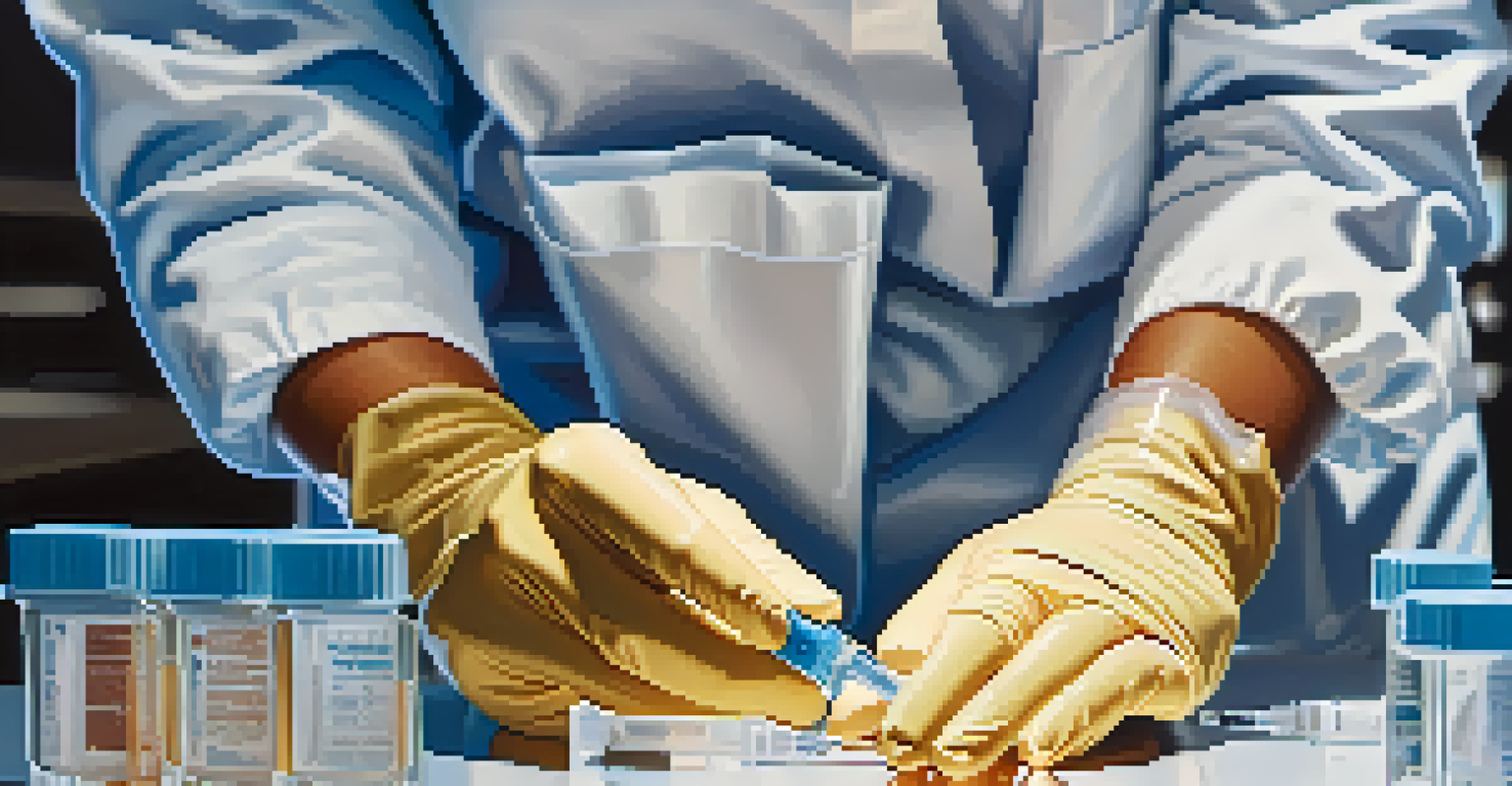 A healthcare worker preparing a vaccine in a sterile environment, focusing on the syringe and vial.