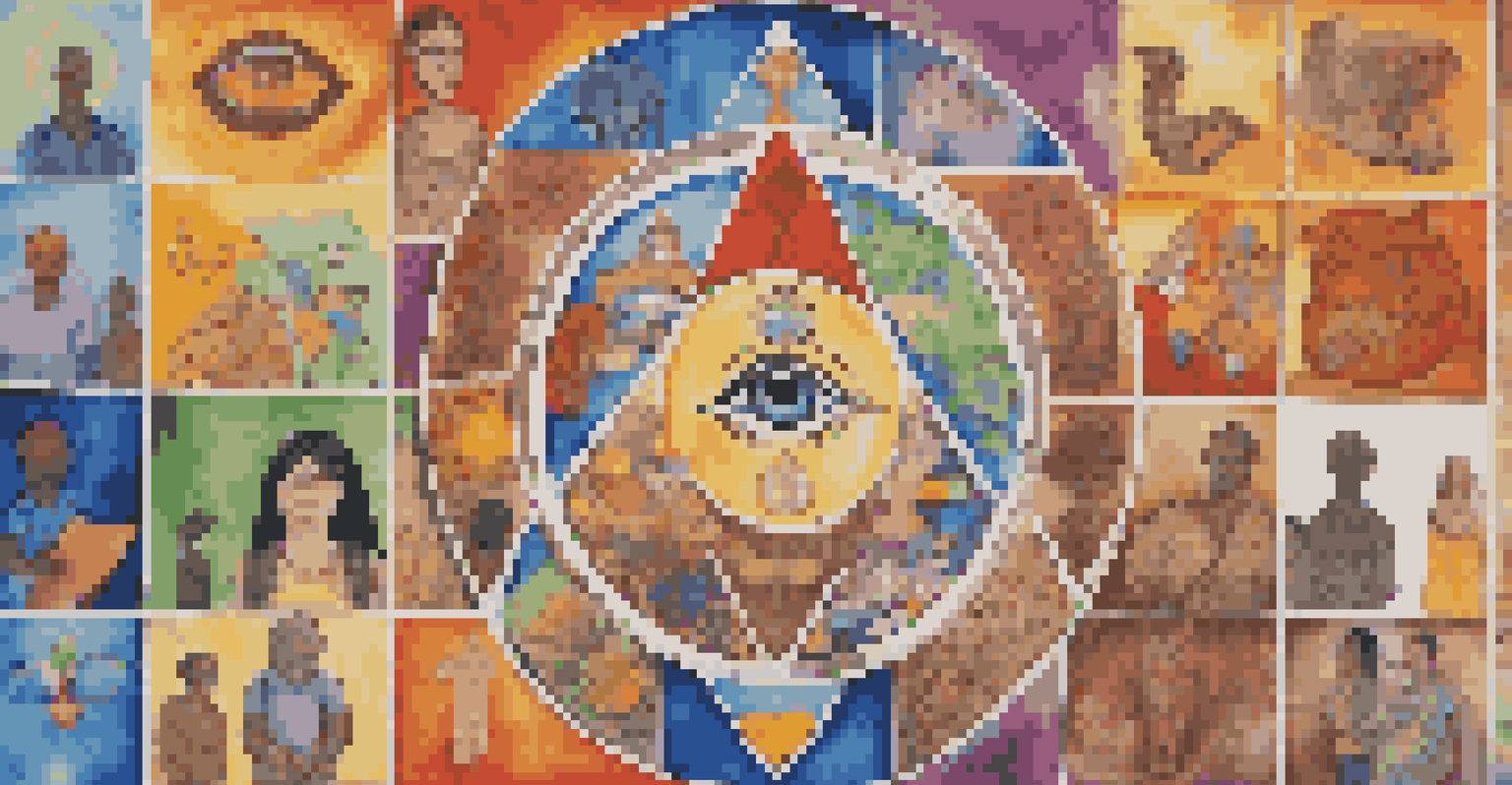 A colorful mosaic representing diverse cultural practices in mental health care.