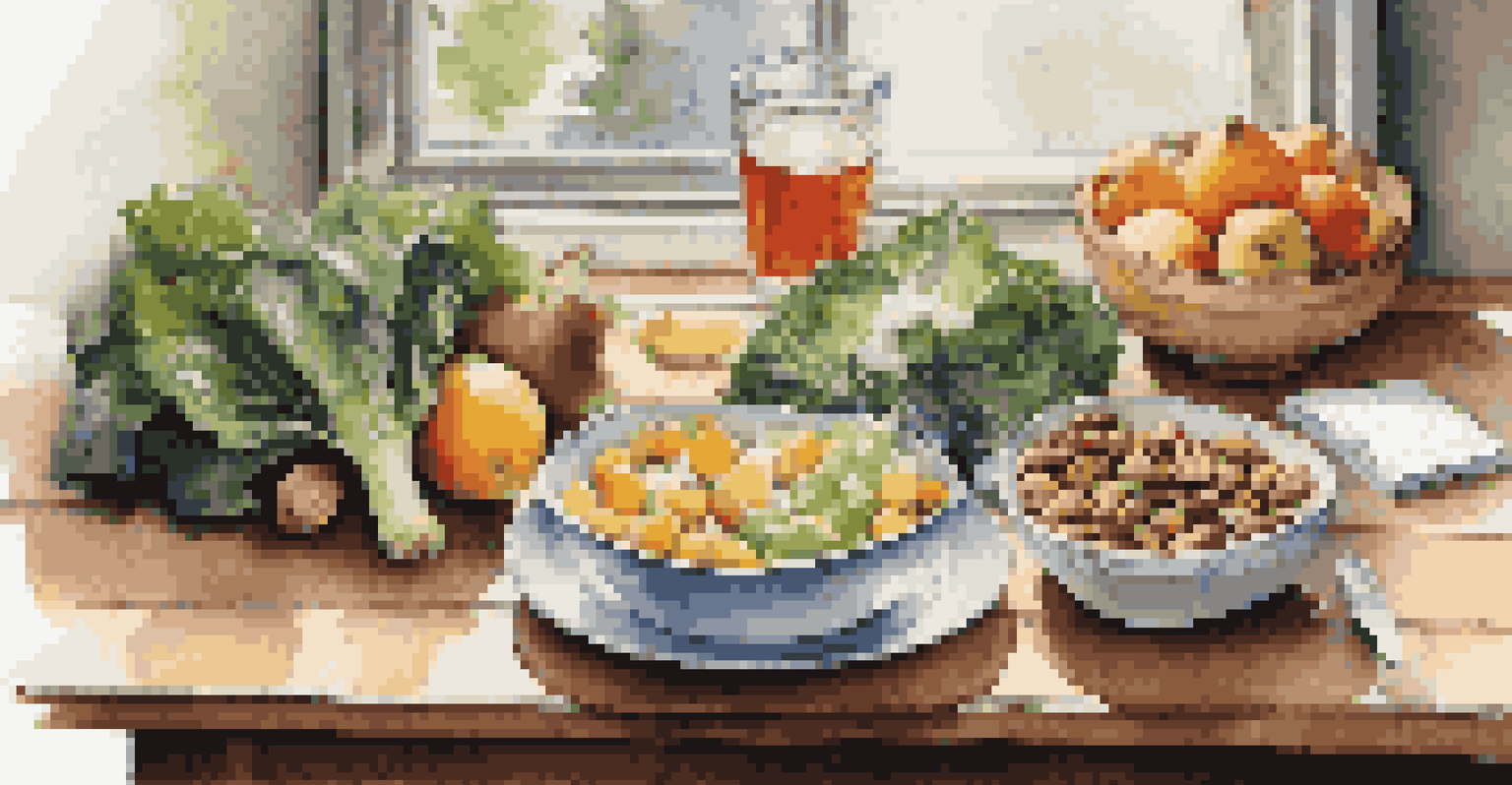 A healthy meal for athletes, including greens, dairy, fruits, and water, arranged on a wooden table with natural light.