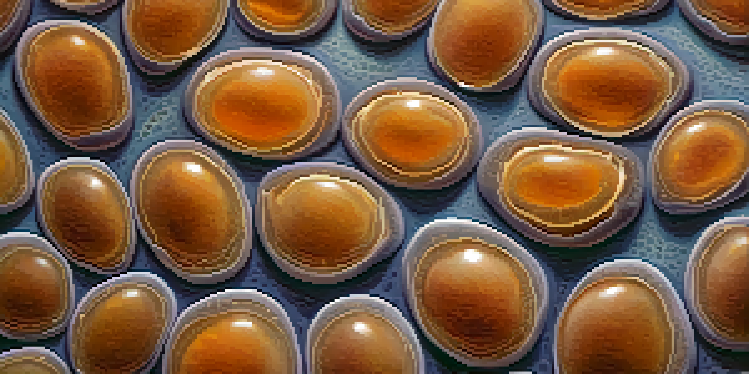 A detailed close-up of a healthy ovary with developing ovarian follicles, focused on textures and colors in a softly blurred background.