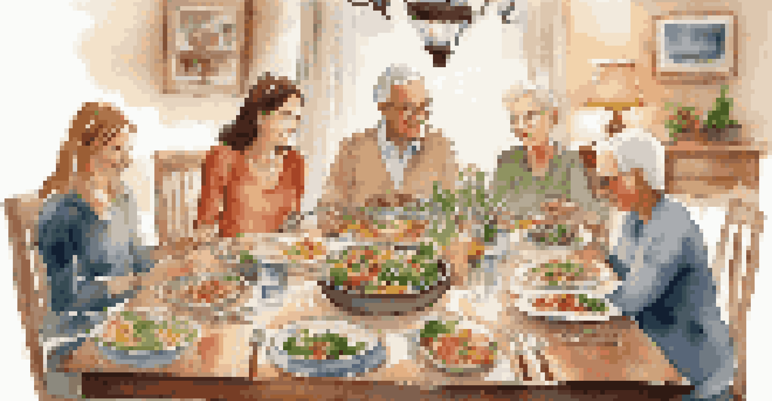 A dining table set with healthy dishes for a family meal, creating a warm and inviting atmosphere.