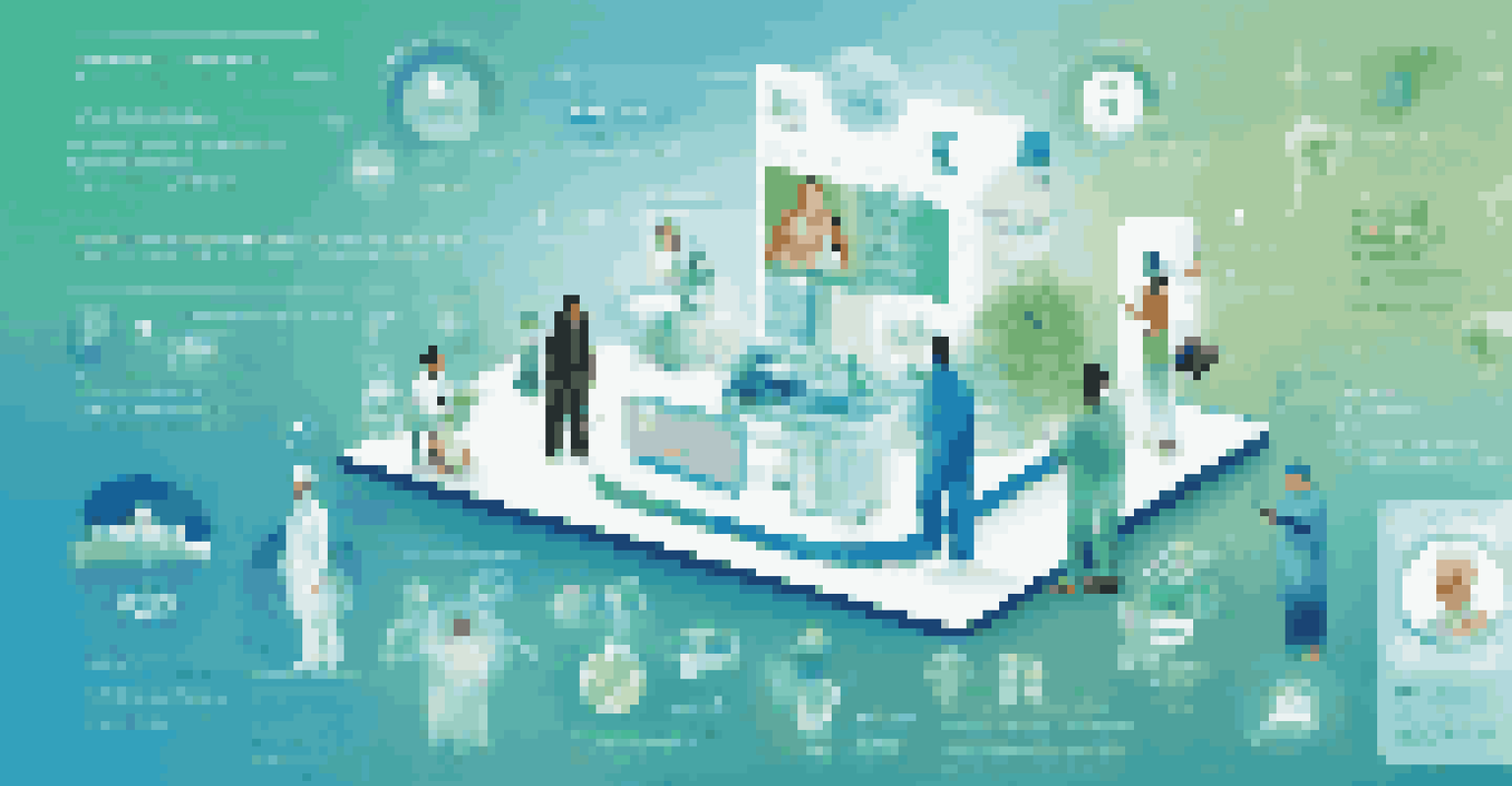 An infographic showing various technology tools in home healthcare with icons and diverse individuals using devices.