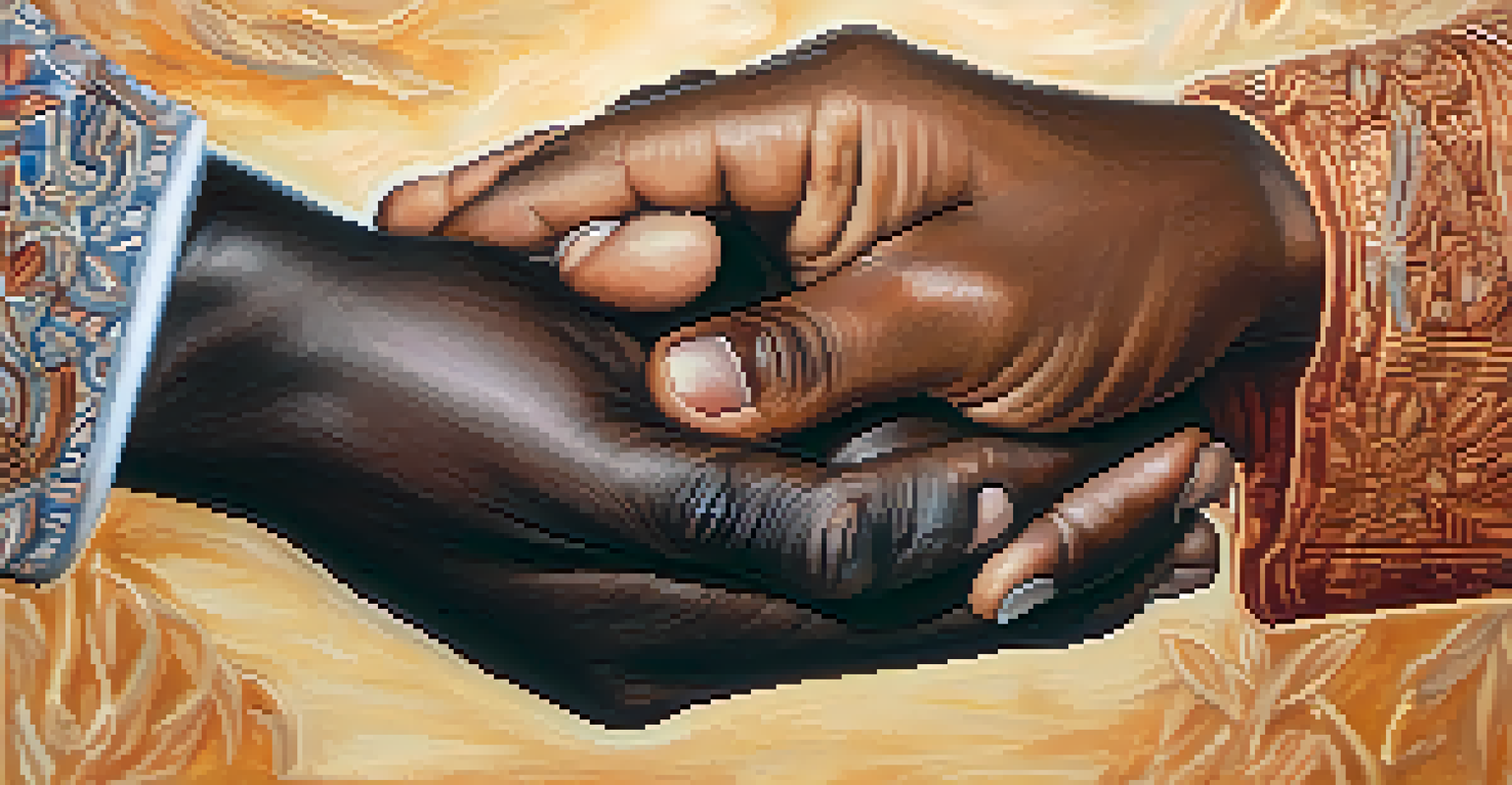 Two hands reaching out to each other in a gesture of forgiveness.