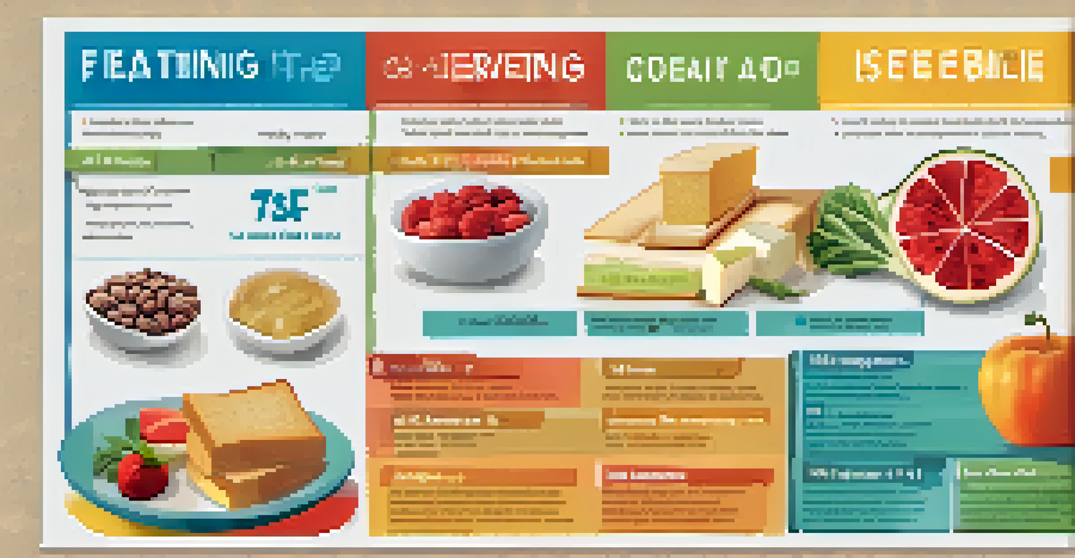 An infographic illustrating the importance of food labels with icons and text about serving size, daily values, and added sugars.