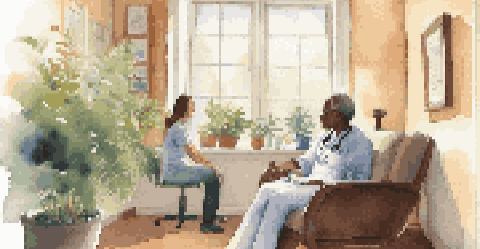 A healthcare professional attentively listening to a patient in a well-lit clinic room, showcasing compassion and active listening.