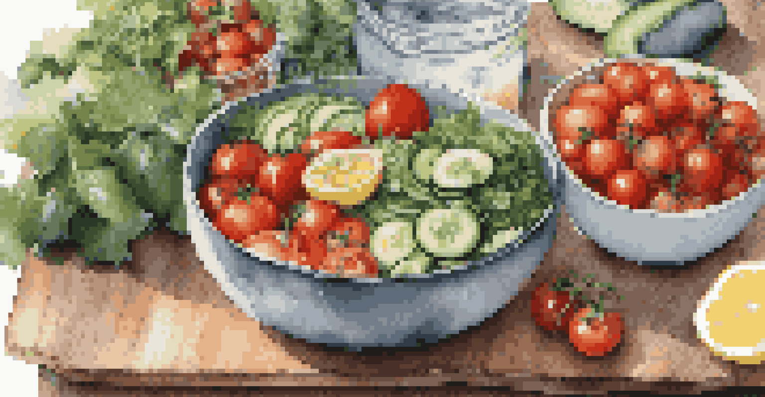 A kitchen table with a healthy meal prep featuring fresh fruits, vegetables, and a colorful salad.