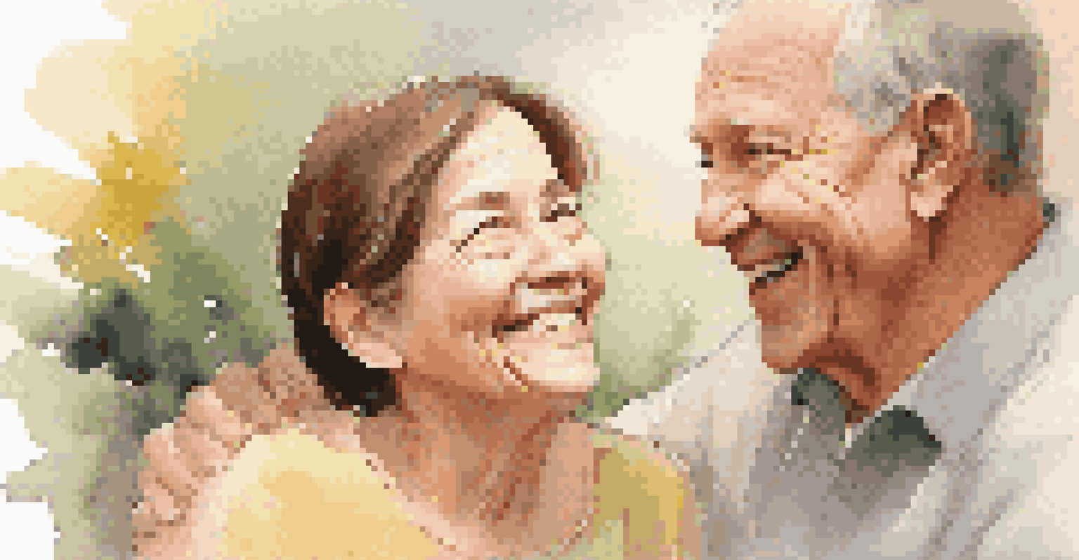 A close-up of two family members sharing a moment of feedback with warm expressions.