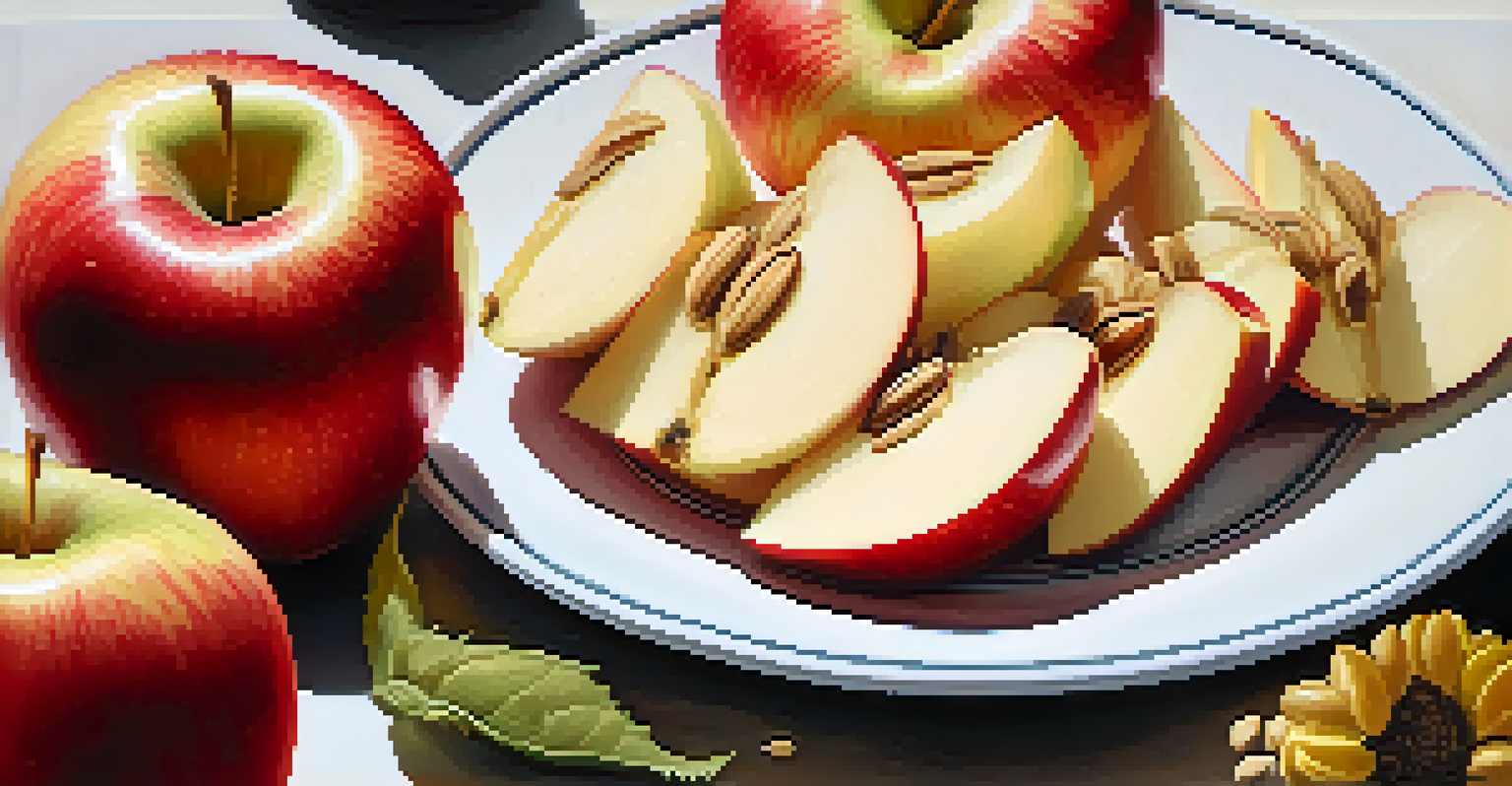 Fresh apple slices on a plate with a bowl of sunflower seed butter, surrounded by a cozy kitchen atmosphere.