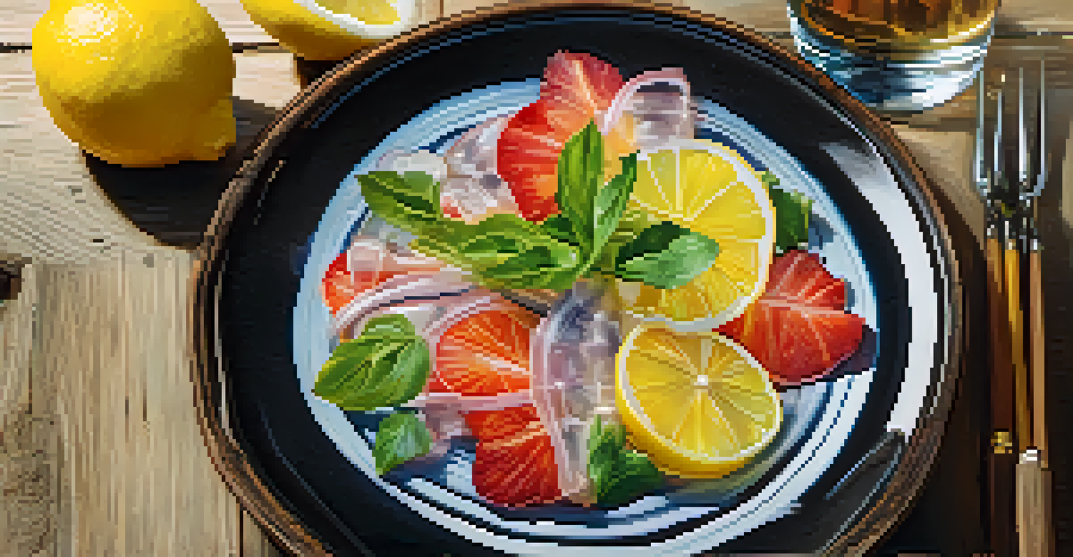 A close-up of a colorful dish with seasonal vegetables and a glass of water on a rustic table, illuminated by soft light.