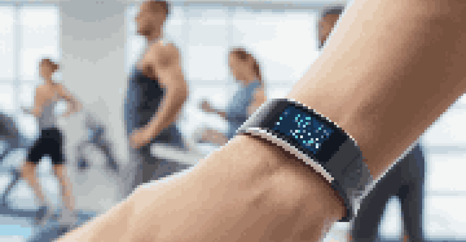 A close-up of a wearable fitness device showing real-time data on an athlete's wrist.