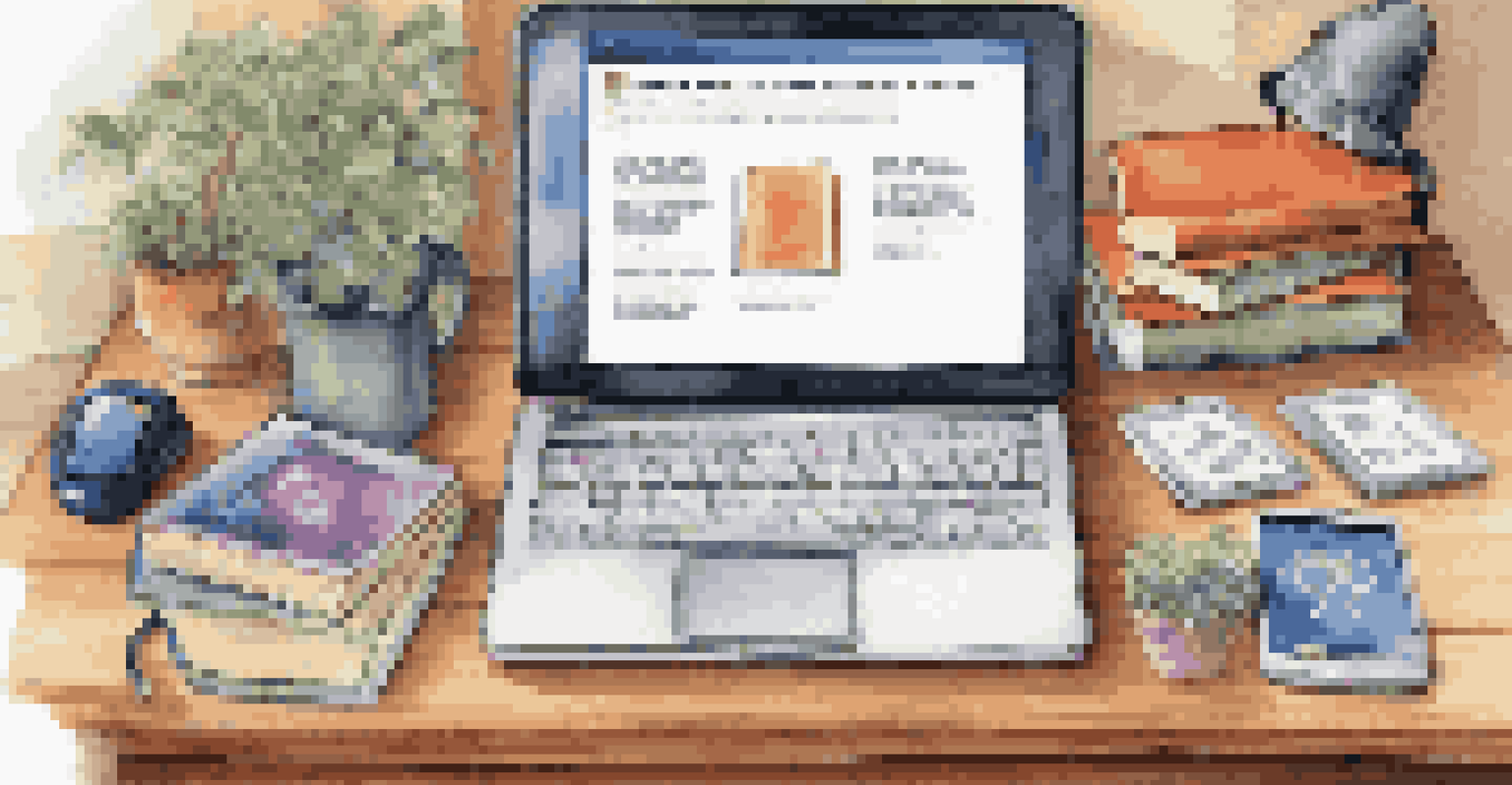 A wooden desk with a laptop displaying educational resources, a smartphone showing a mindfulness app, and books on critical thinking, all in a bright and inviting setting.