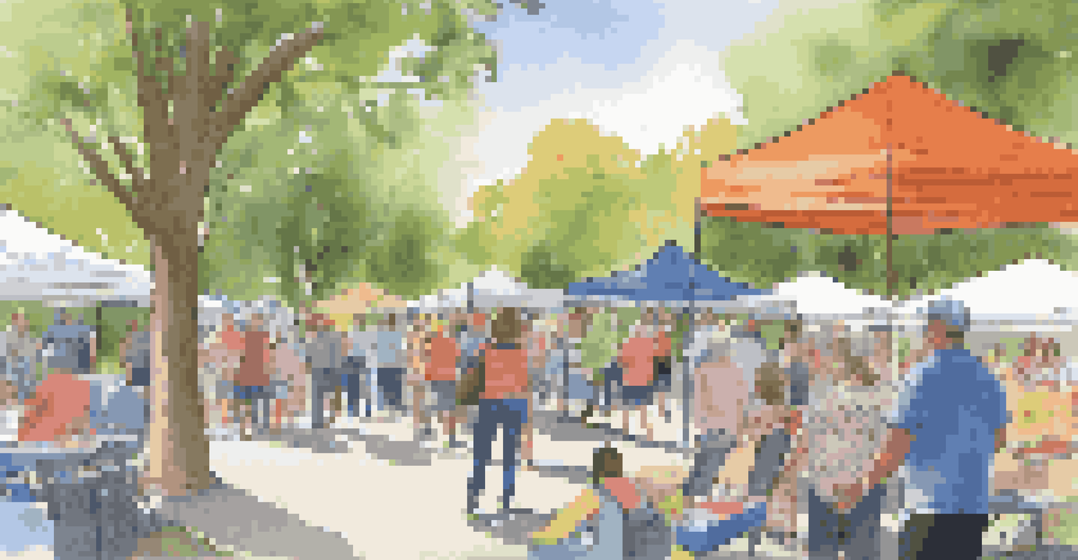 Volunteers at a booth in a park handing out pamphlets about emergency preparedness to community members.