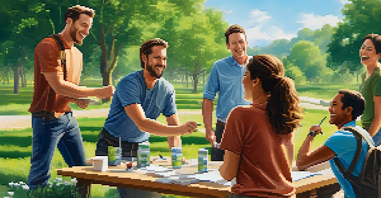 Employees enjoying a team-building activity outdoors, smiling and working together in a sunny environment.