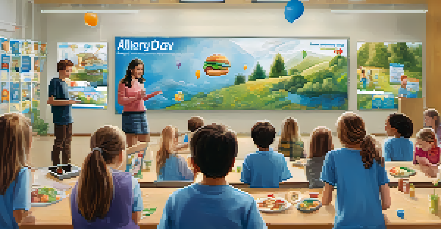 Students participating in 'Allergy Awareness Day' with interactive games and a guest speaker, promoting food allergy education.