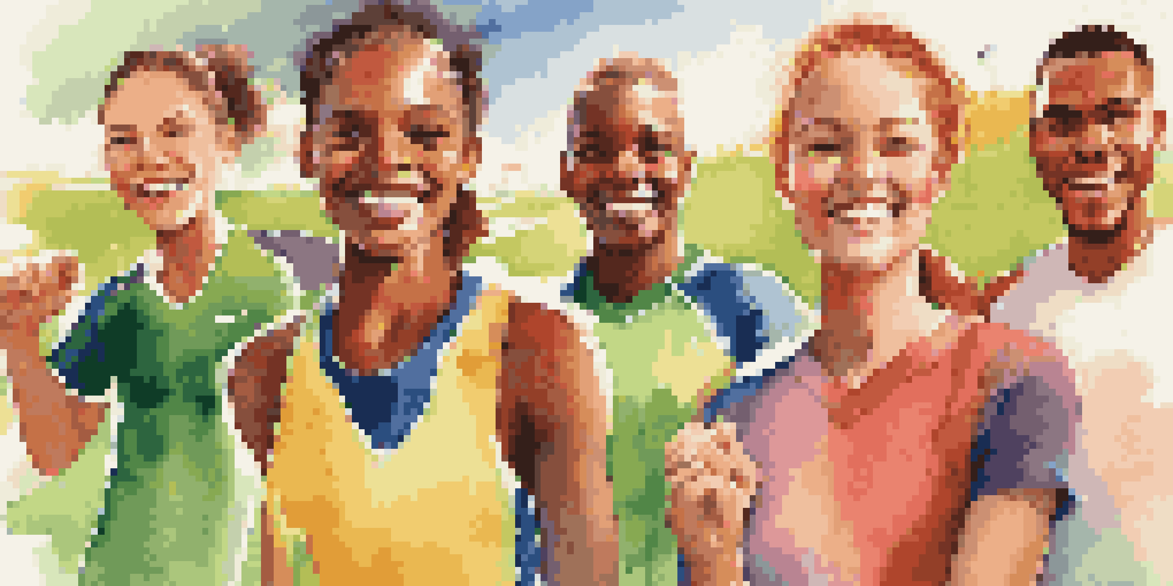 A group of diverse athletes smiling with healthy teeth, standing on a sunny sports field, showcasing their sports uniforms.