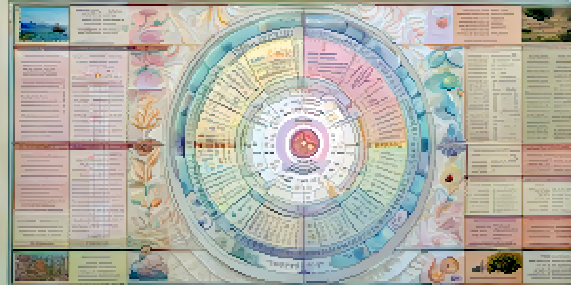 An organized menstrual cycle chart showing four phases with floral designs in pastel colors.