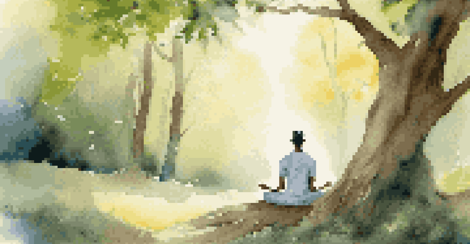 A person meditating in a peaceful natural setting, symbolizing the impact of stress management on health.