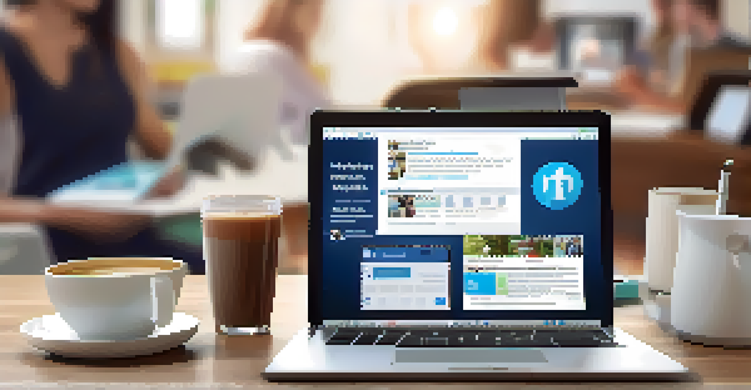 A modern digital workspace with a laptop showing a health initiative platform and a smartphone displaying a social media campaign.