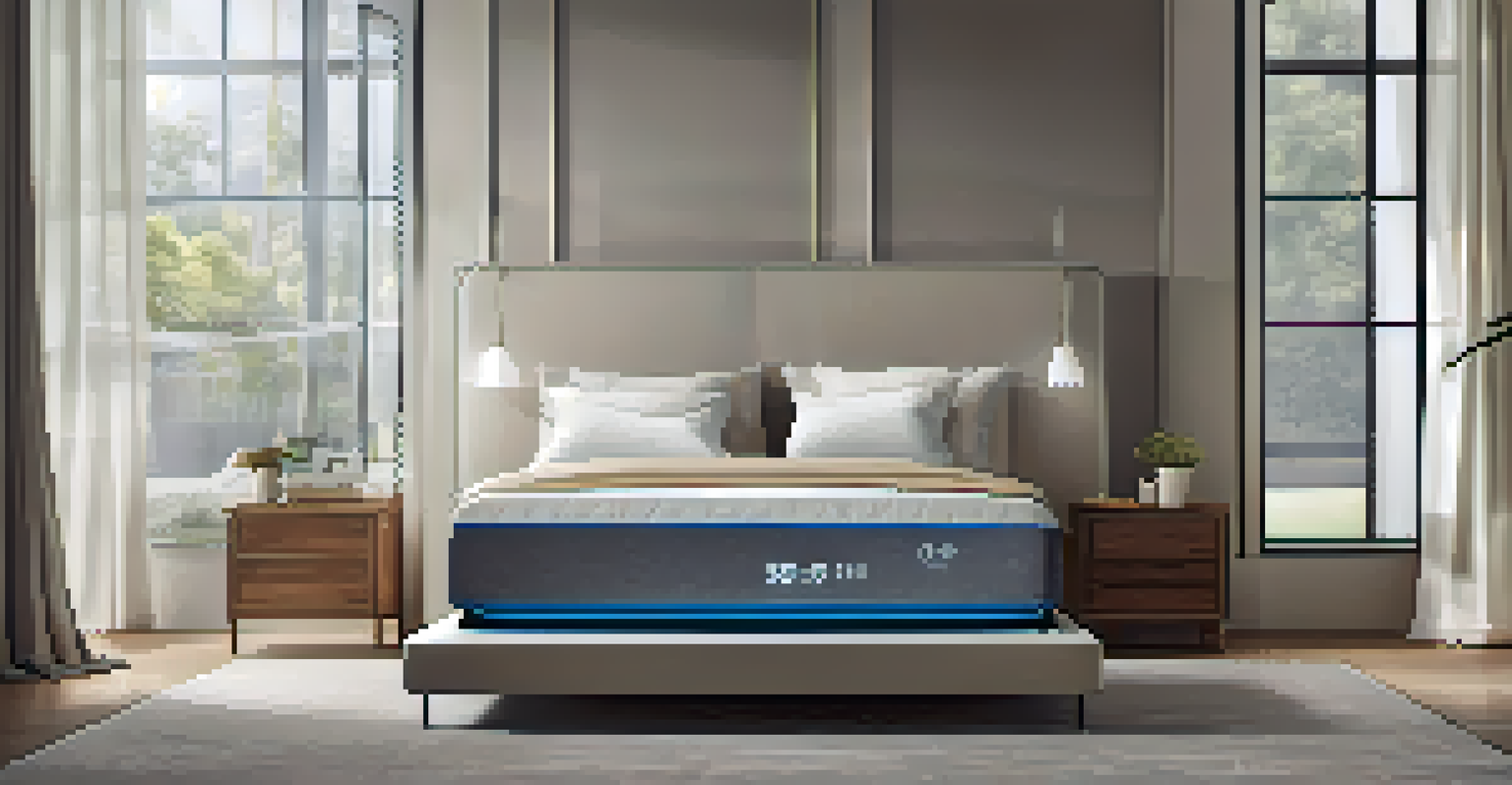 A modern smart mattress in a stylish bedroom, displaying its customizable features for enhanced sleep comfort.
