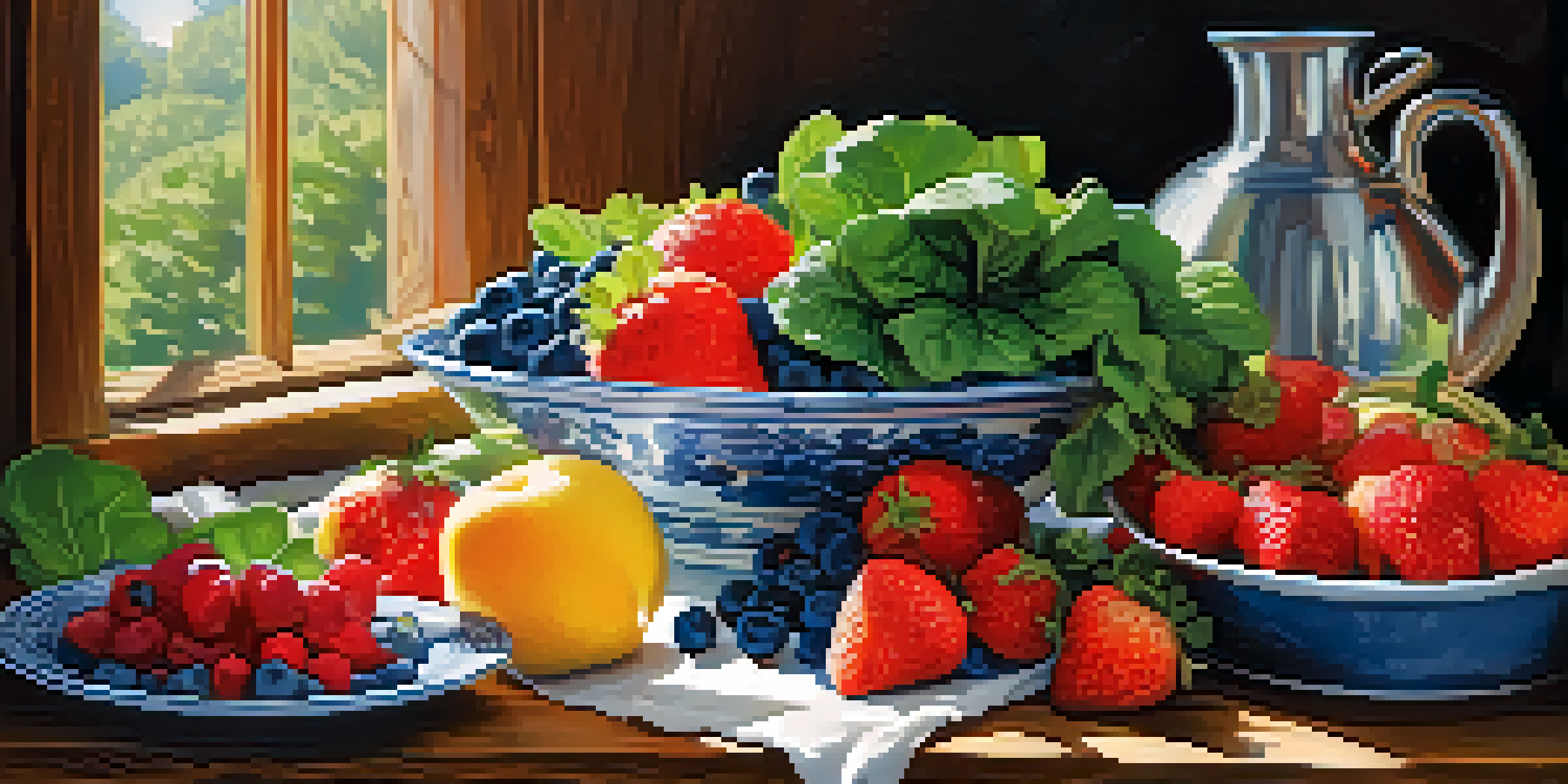 A colorful plate with fresh fruits and vegetables, showcasing a variety of healthy options.