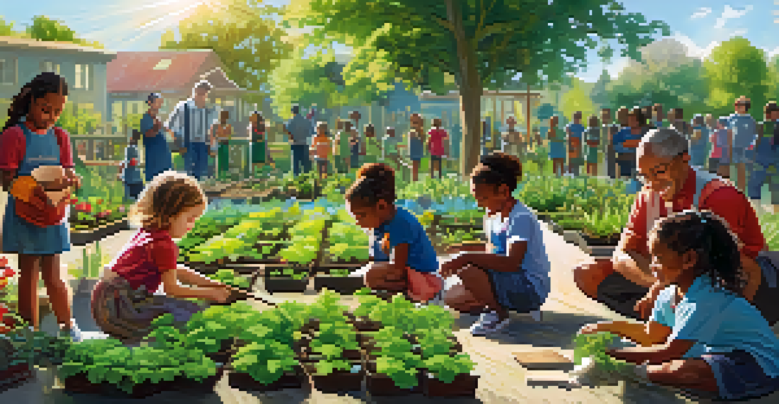 Children participating in a gardening workshop, learning to plant seeds in a vibrant community garden.