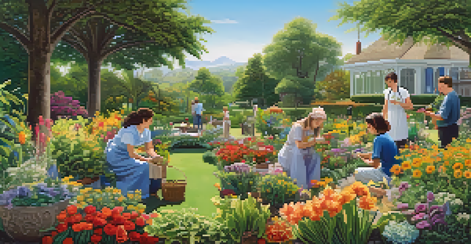 A family in a garden, tending to plants together, symbolizing nurturing emotional needs with smiles and care.