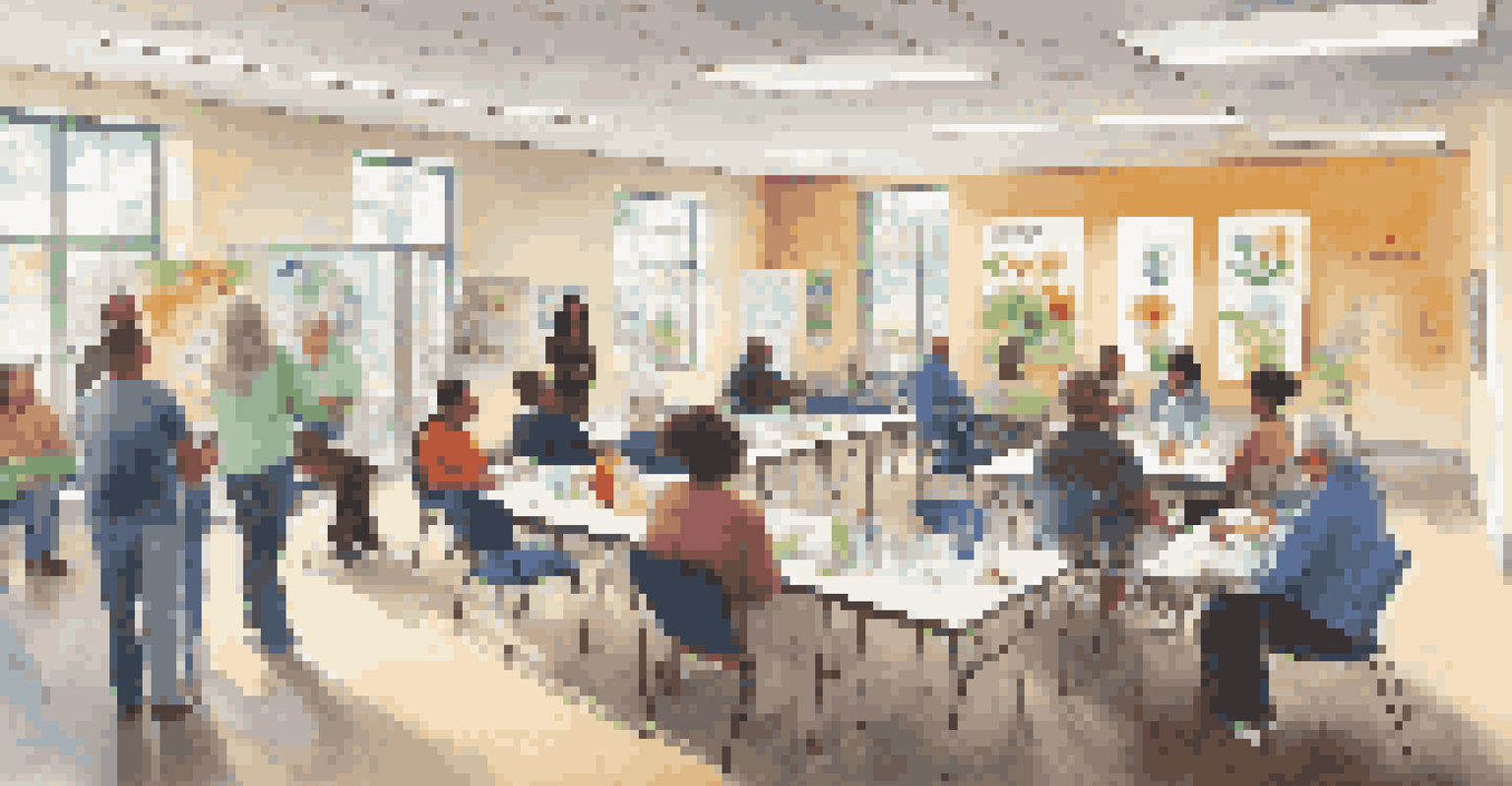 A community health workshop with residents learning from a healthcare professional in a well-lit room.