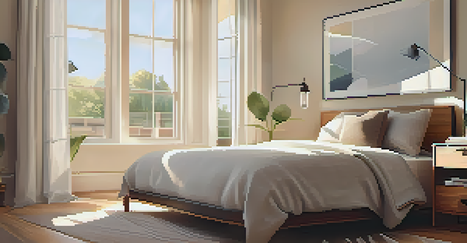 A fitness tracker beside a journal and water glass in a softly lit bedroom.