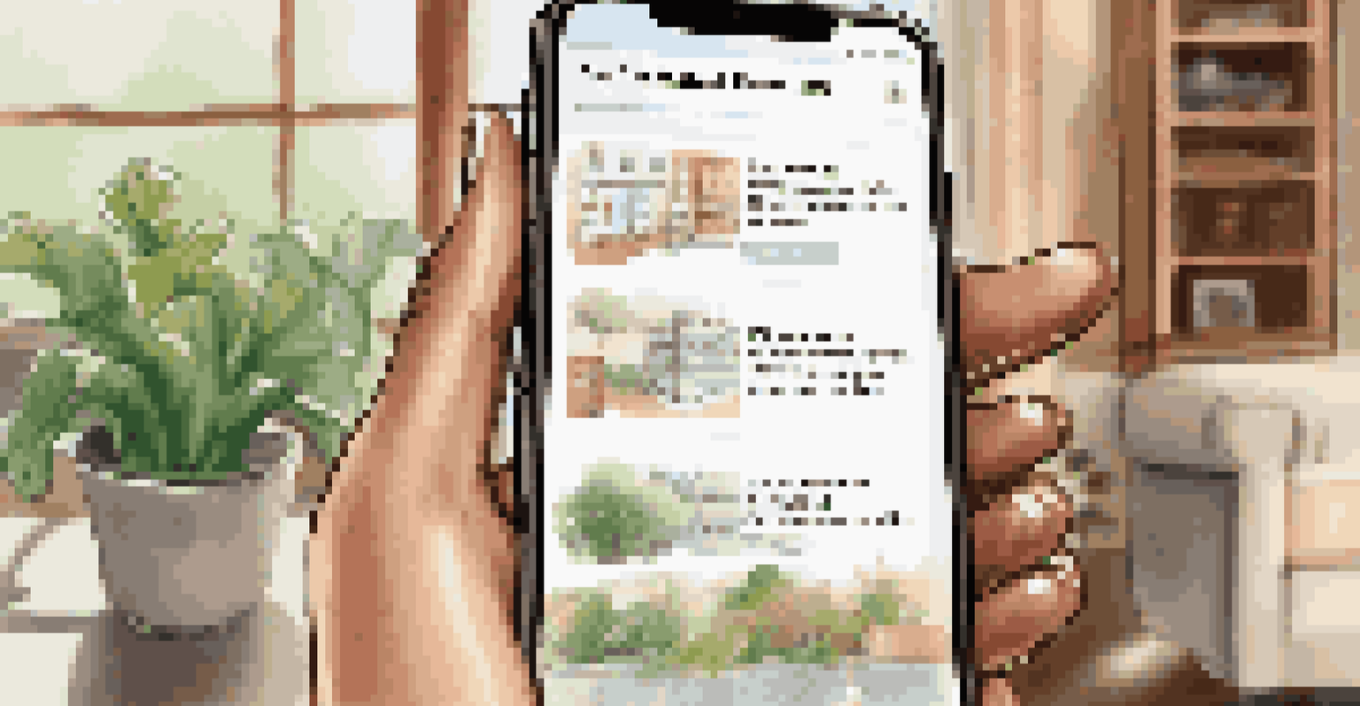 A smartphone showing social media posts about health resources in a cozy living room.