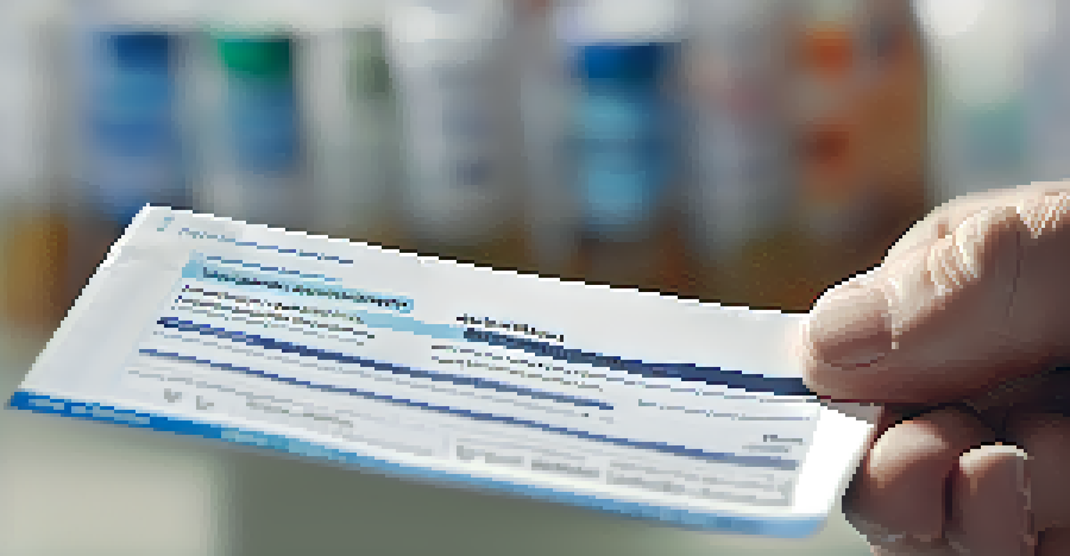 Close-up of a patient holding a prescription bottle while discussing instructions with a healthcare provider.