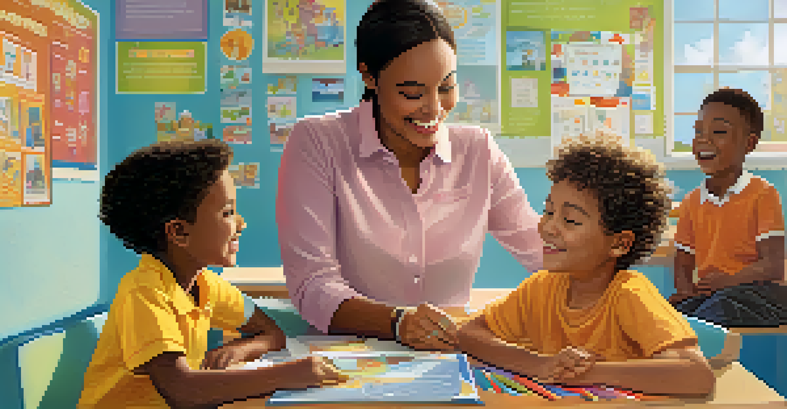 A parent and educator discussing sleep hygiene with a student in a bright classroom, emphasizing support and communication.