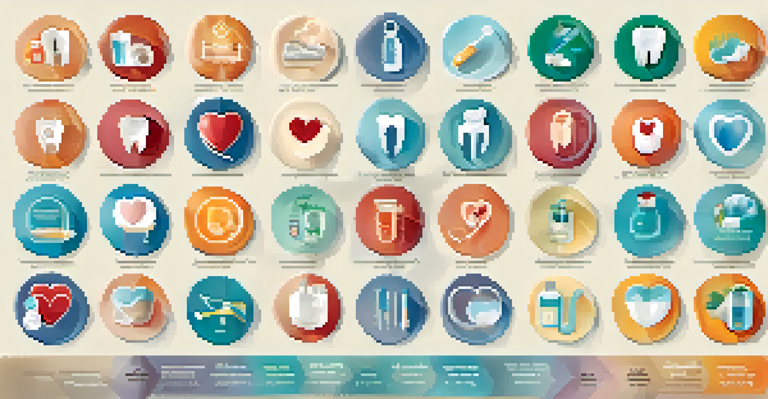 An infographic illustrating the connection between oral health and overall health, featuring icons for dental hygiene and related health issues.