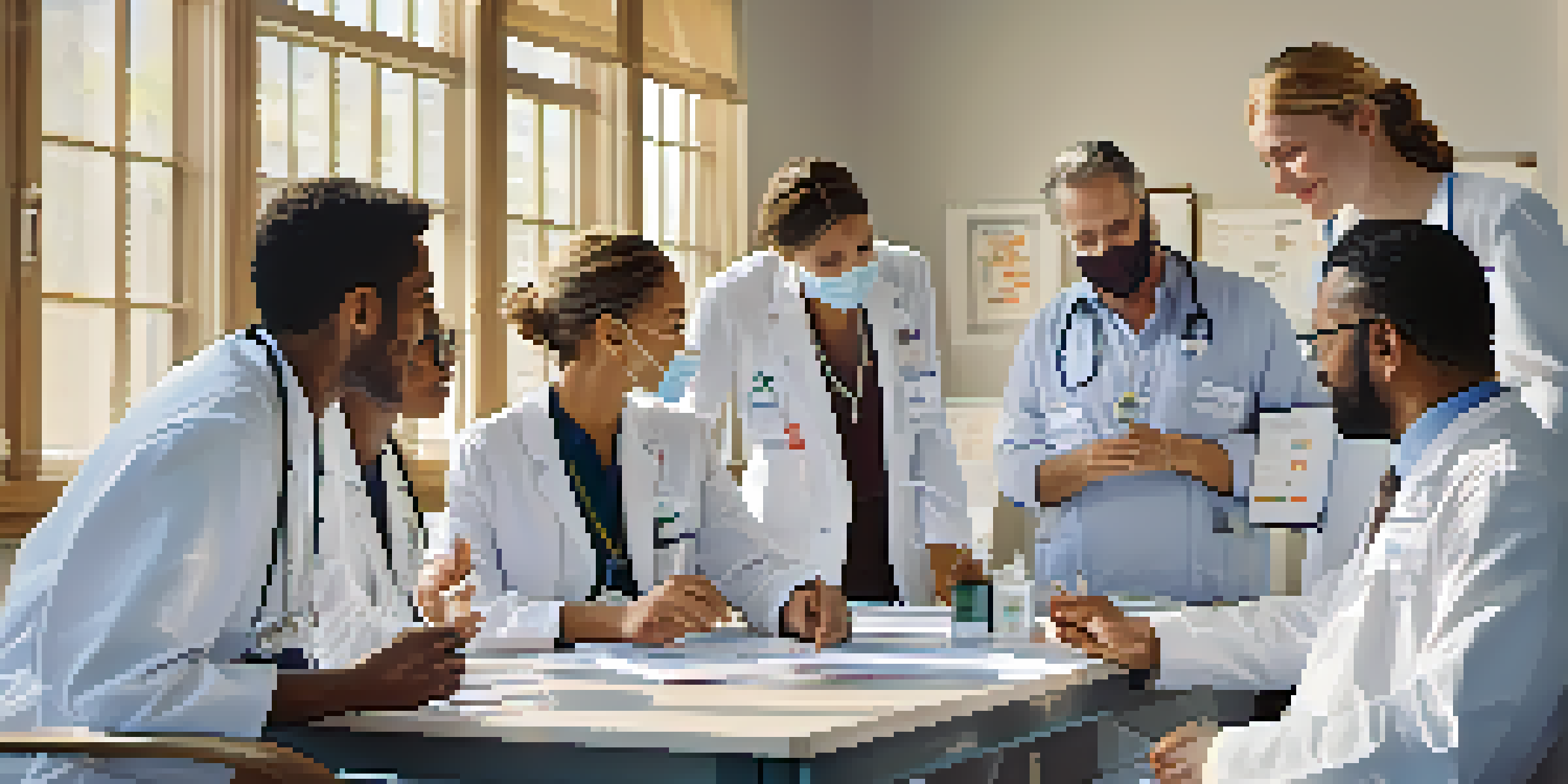 A diverse group of healthcare professionals discussing vaccination strategies in a bright and modern room.