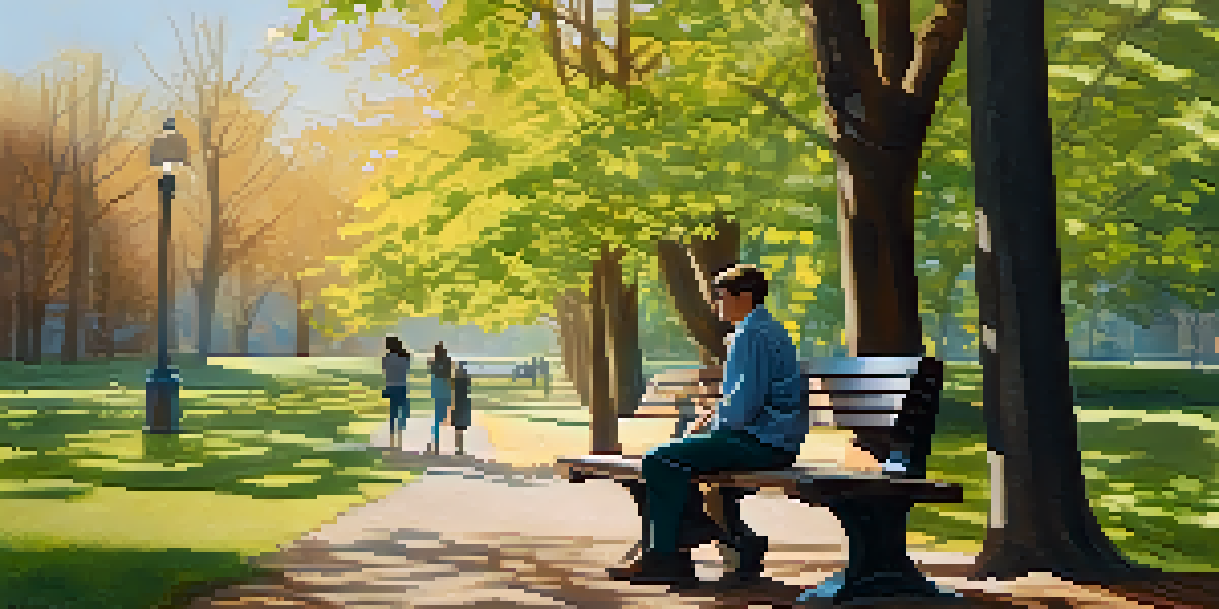 Two friends having a heartfelt conversation on a park bench under dappled sunlight.