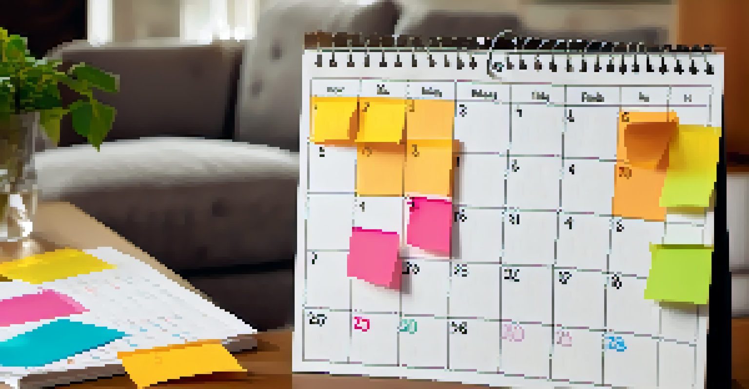 A close-up of a calendar with marked health check-up dates and colorful reminders.