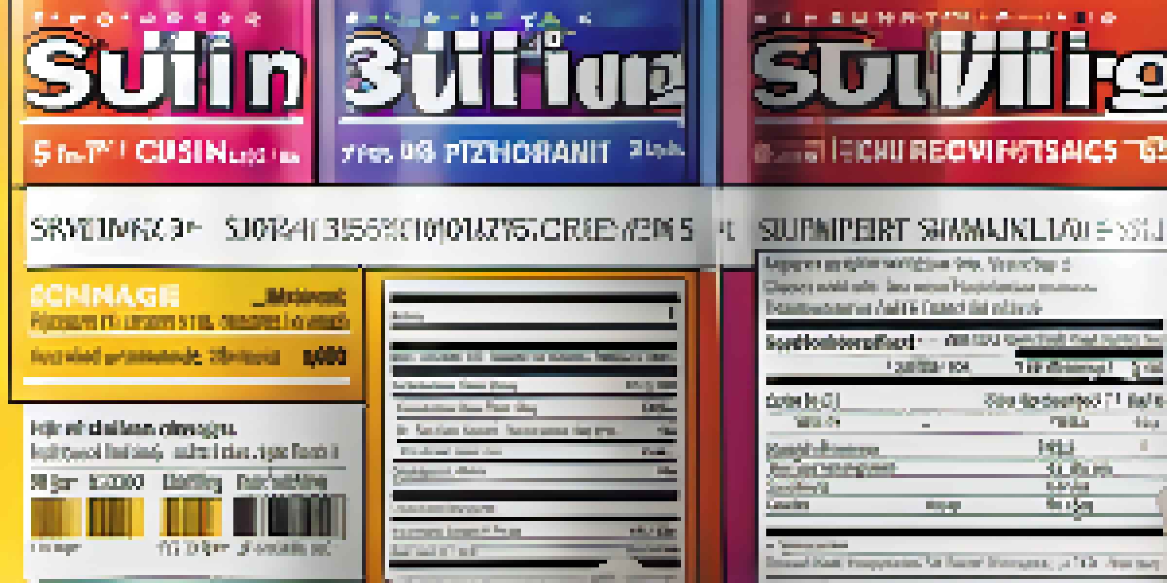 A detailed close-up of a colorful supplement label showing the Supplement Facts panel with clear sections for nutrients and serving size.