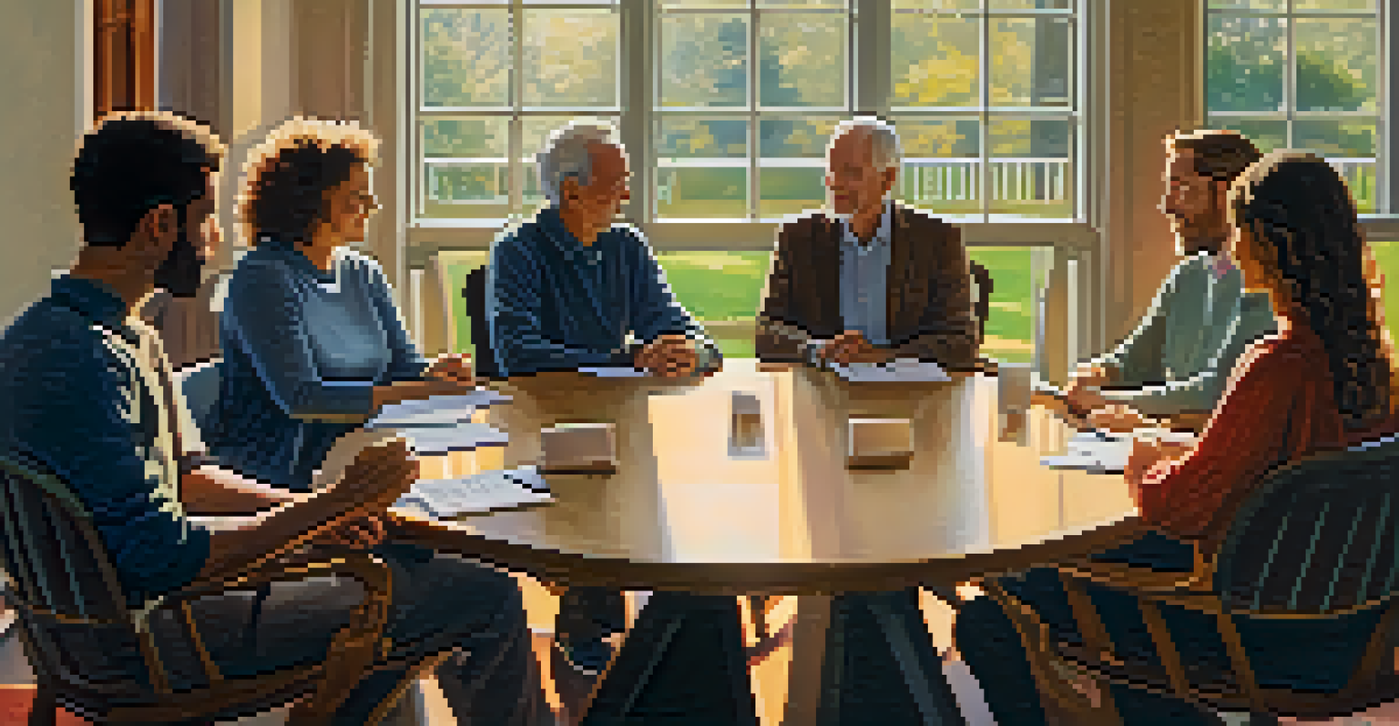 Hands holding affirmation cards in a supportive group meeting setup, creating a warm and encouraging atmosphere.