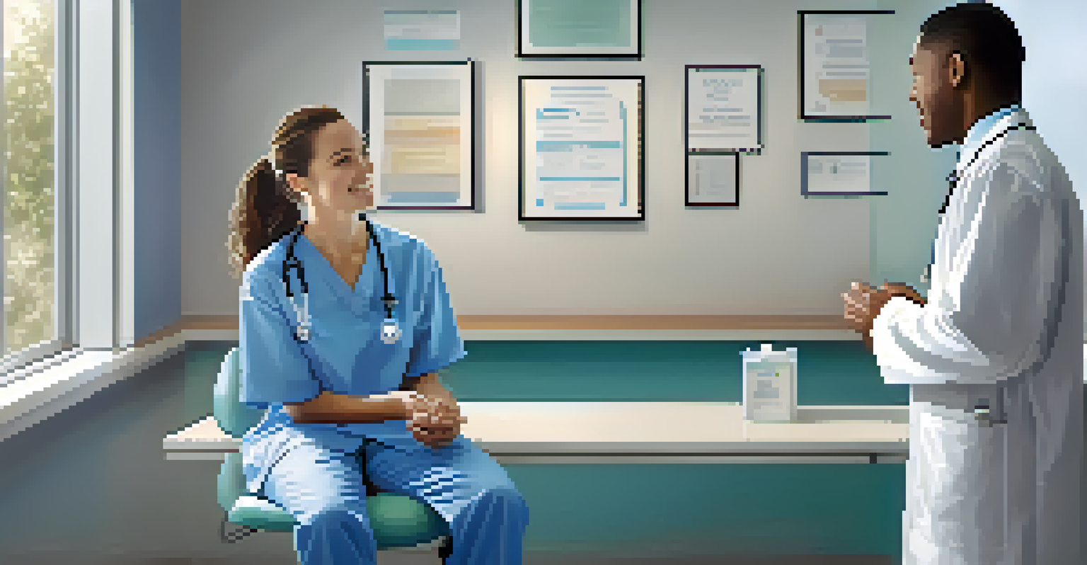 A healthcare professional talking to a patient in a bright clinic setting, highlighting the importance of compassionate care.