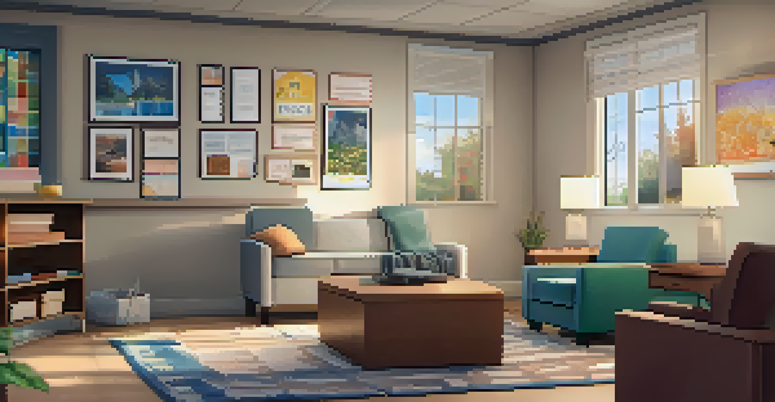 A comforting school counselor's office where a student and counselor are having a supportive conversation, surrounded by a cozy environment.